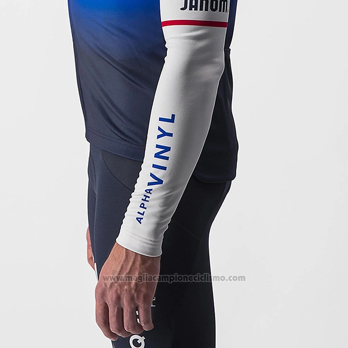 2022 Abbigliamento Ciclismo Deceuninck Quick Step Blu Bianco Manica Lunga e Salopette